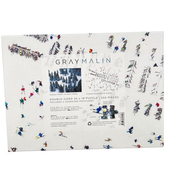 Gray Malin Skiing Winter Double-Sided Puzzle 500 Pieces With Postcards - Picture 3 of 14